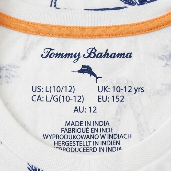 Tommy Bahama T Shirt Boys Large Age (10-12) White Blue Palm Tree All Over Print - Picture 4 of 6